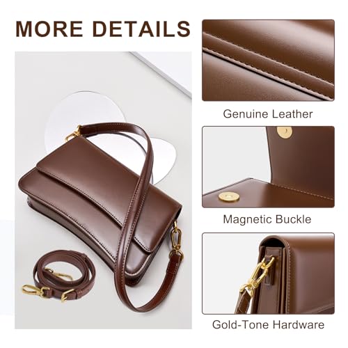 Crossbody Bag for Women, Genuine Leather Adjustable Shoulder Purse, Lightweight Saddle Bag4
