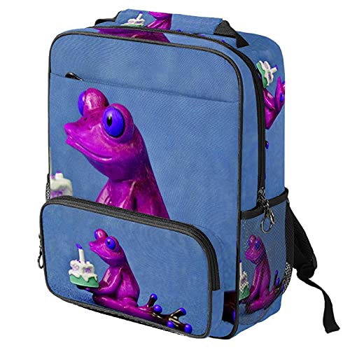 Sac à dos ordinateur portable avec imprimé grenouille violette pour le travail