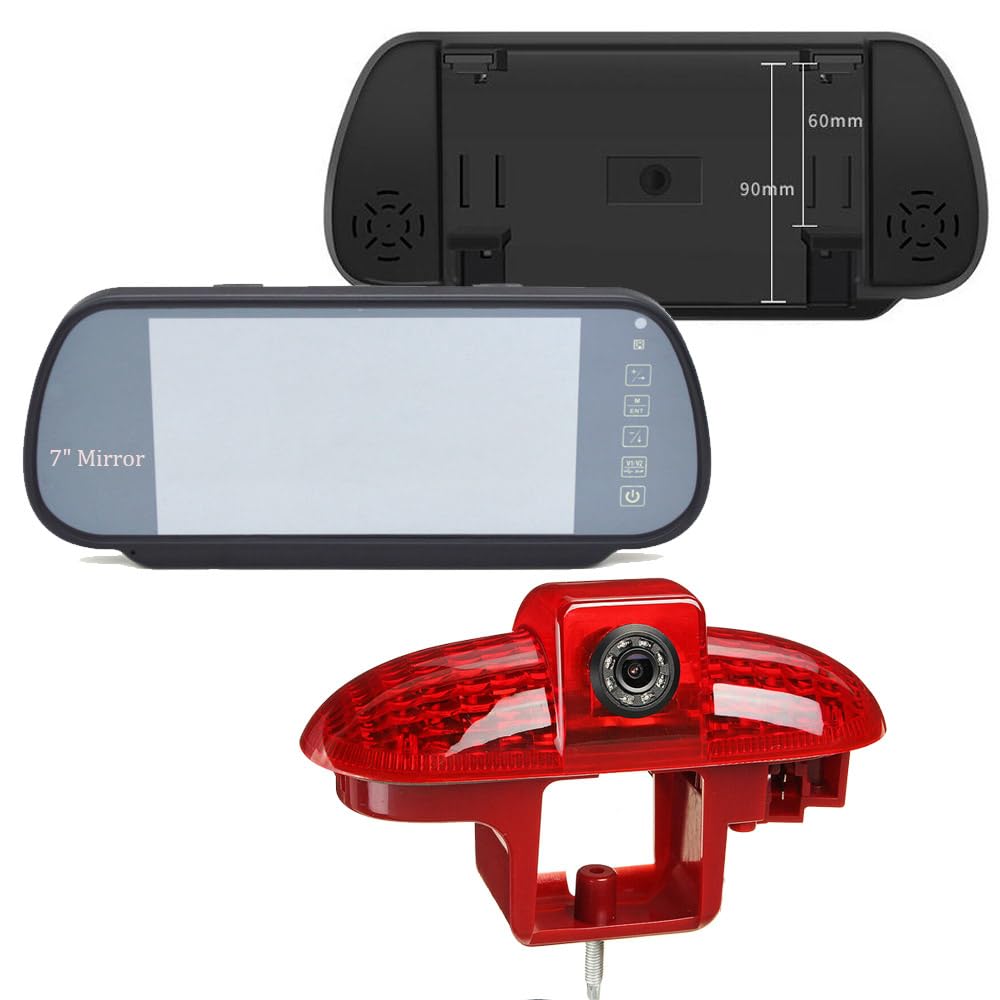 Feu Stop HD Caméra de Recul Avec Rétroviseur de Rechange pour Renault Trafic II III, Opel Vivaro, Primastar - Diesel/Petrol, FWD, FL EL JL, Chassis A B C X82 X83