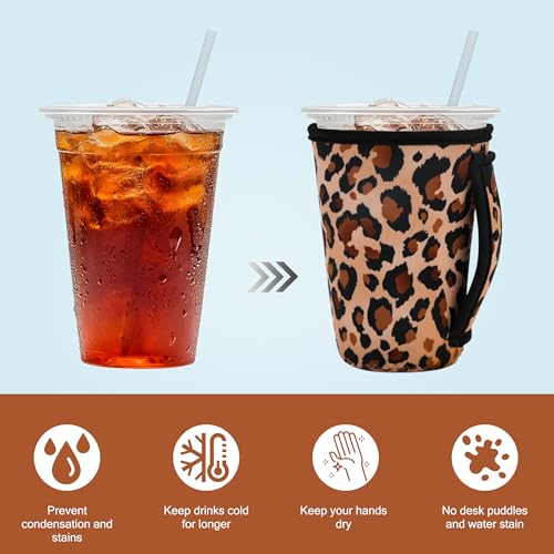 Image of 3PCS Reusable Iced Coffee Sleeves, Fits 16-32oz Hot /Cold Drinks