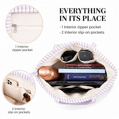 Image of Premium Cotton Waffle Quilted Tote Bag, Large Spacious Handbag for College, Office, Work, Travel, Shopping & Daily Use
