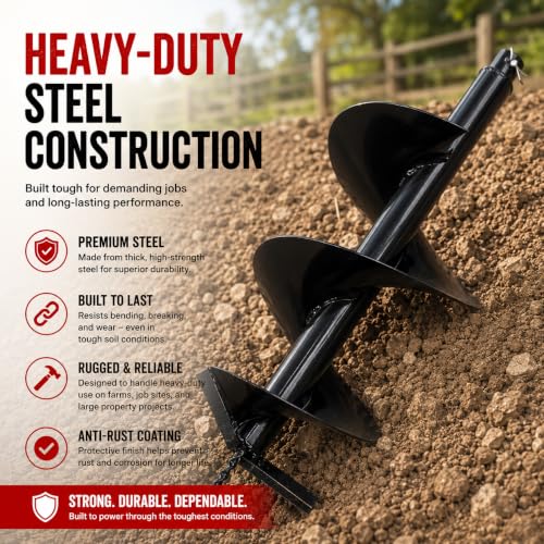 Image of XtremepowerUS 4 inch Inch Auger Digging Bit for Post Holes Replacement Earth Digger Planting Drill Fence Hole Maker Grass Plant Hole Fit for 3 /4 inch Shaft