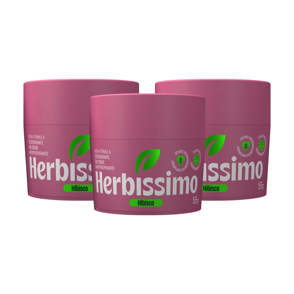 Kit Desodorante Creme Herbíssimo Bio Protect Hibisco 55g - 3 Unidades