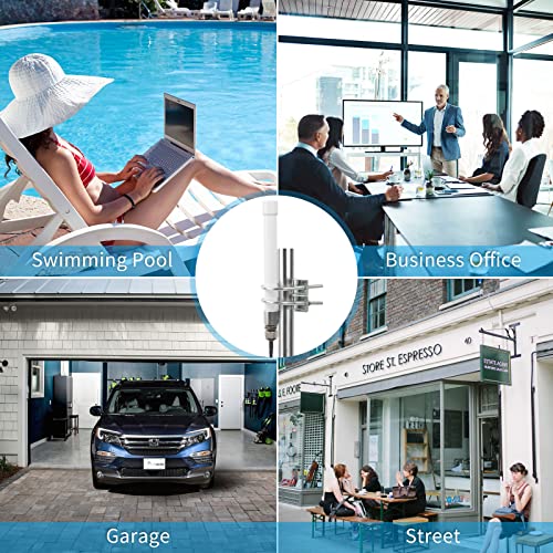 Image of WiFi Antenna Dual Band 2.4GHz 5GHz 5.8GHz 8dBi RP-SMA SMA Male Outdoor Indoor Antenna with 10ft KMR195 Cable for WiFi Router Hotspot Security IP Camera