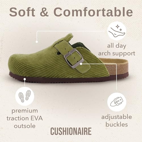 Image of CUSHIONAIRE Hana Womens Clogs | Comfortable Vegan Suede Clogs for Women | Slip On Potato Shoes with Cork Footbed & Arch Support | Memory Foam, Wide Widths Available