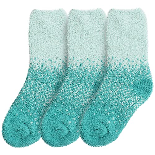 BambooMN Womens Fuzzy Colorful Socks - 3 Pair Packs2