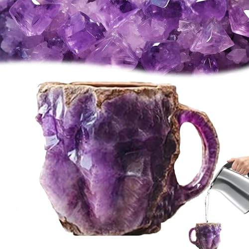 Taza de café mineral cristal púrpura con asa miniatura 1