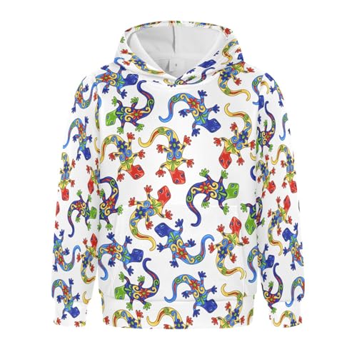 Floral Talavera Ceramic Chameleon Lizard Youth Hoodie Sweatshirt