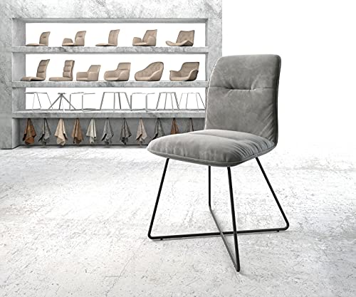 Preisvergleich Produktbild DELIFE Stuhl Vinjo-Flex X-Gestell schwarz Samt Grau