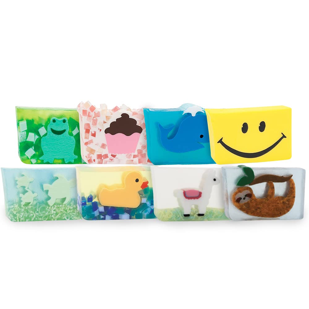 Primal Elements Fun Bar Soap Set for Face & Body, Moisturizing Glycerin Soap (Pack of 8), 100 Gram Size