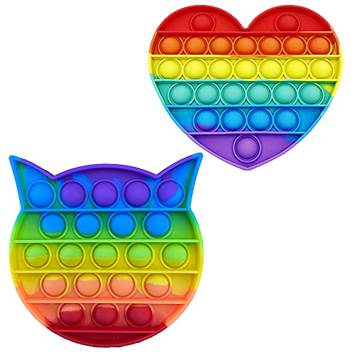ランクチュアリー プッシュポップ ストレス発散 知育玩具 2個セット カラフル 大人 子供 おもちゃ セットF 猫 ハート