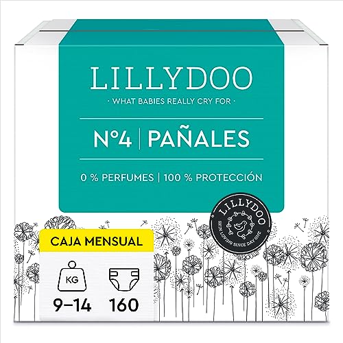 LILLYDOO Pañales hipoalergénicos, tamaño 4 (9-14 kg), caja mensual (160 pañales) (FSC Mix) nuevo