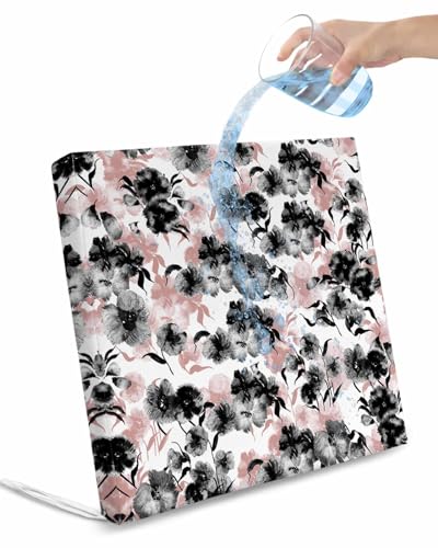 Pinroote Red Botanical Patio Cushion Covers, Outdoor Cushion Covers Waterproof Seat Cushion Slipcovers, Watercolor Black Spring Summer Floral Elegant Chair Cushion Cover 20