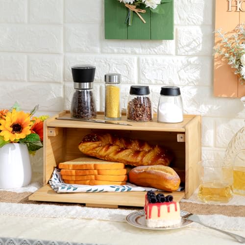HollyHOME Breadbins for Kitchen Natural Rectangle Bamboo Bread Bin, Bread Storage Containers, Bread Storage Box with Lid Breadbin,Rectangle Natural - Cosy Home Interiors HollyHOME Breadbins for Kitchen Natural Rectangle Bamboo Bread Bin, Bread Storage Containers, Bread Storage Box with Lid Breadbin,Rectangle Natural - Image 4