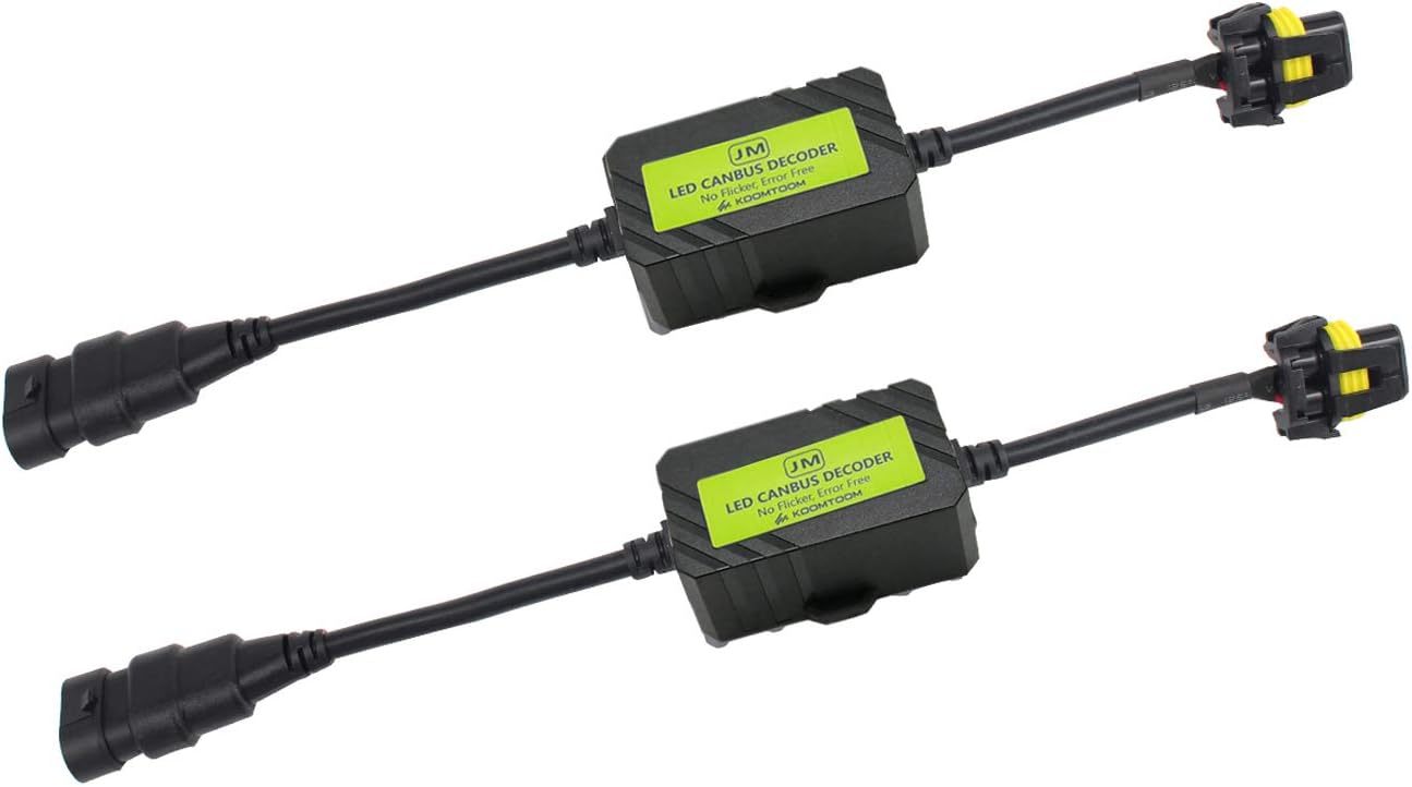 KOOMTOOM 9005 9012/HIR2 LED Load Resistive Connectors LED Bulbs Anti Glare Headlamp H4 LED Headlight Decoder CAN-BUS EMC Warning Canceller Capacitor Anti-flicker Resistor harness