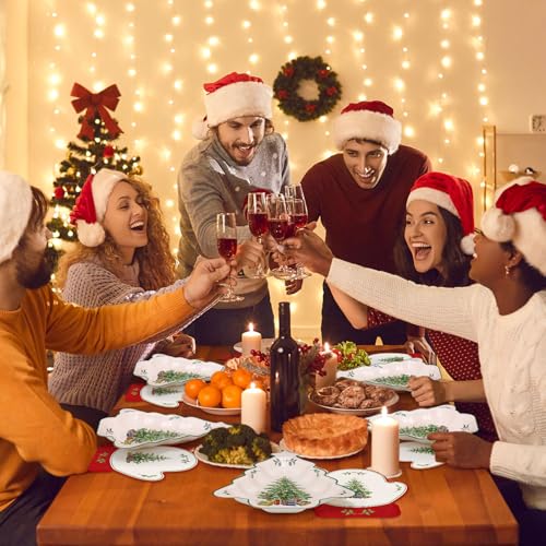 Maxdot 100 Pcs Christmas Plates and Napkins Disposable Christmas Tree Paper Plates Glove Napkins Xmas Dessert Dinner Platter Dinnerware Set for Xmas Winter Holiday Party Decorations Supplies Serves 50 – Image 6