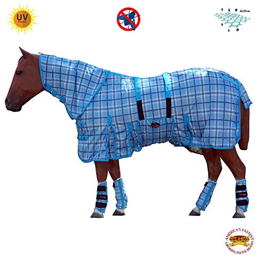 HILASON 72 in Horse Fly Sheet Fleece Boot Uv Protect Mesh Bug Mosquito