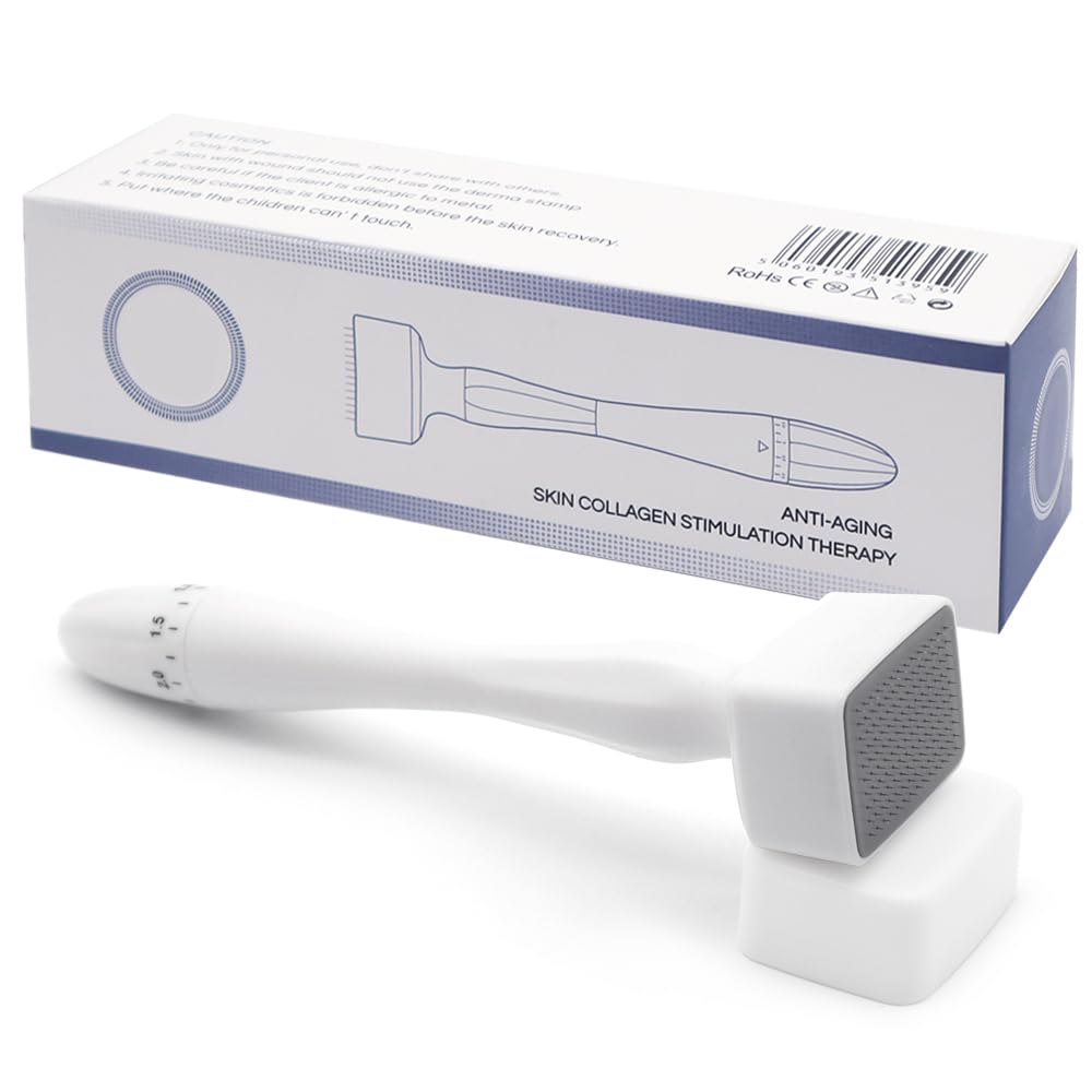 Derma Stamp, Aoyswuz Microneedle Derma Rullo Regolabile 140 Titanio Aghi Timbro Microneedling per Crescita dei Capelli Cura Della Pelle dei Viso