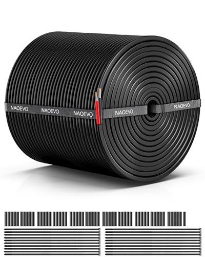 NAOEVO 16 Gauge Wire 2 Conductor Electrical Wire, 16 AWG Stranded PVC Cord, 12V Low Voltage/Tinned Copper/Flexible Cable for Automotive Wiring, Lamp Cord, Marine Cable (200FT)