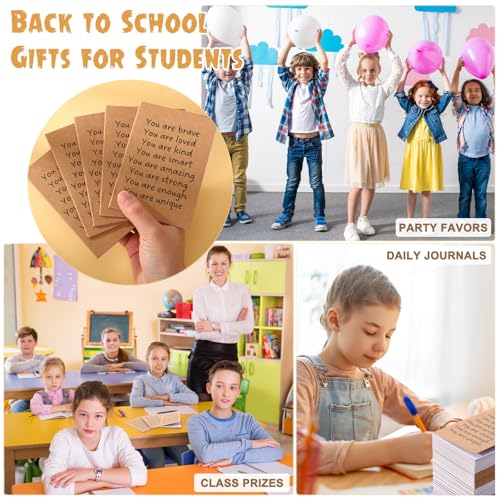 Image of Spakon 24 Pcs Back to School Gifts for Students Bulk Mini Inspirational Notebooks Small Journal Pocket Positive Affirmation Motivational Notepad First Day of School Gifts for Teacher (Kraft)