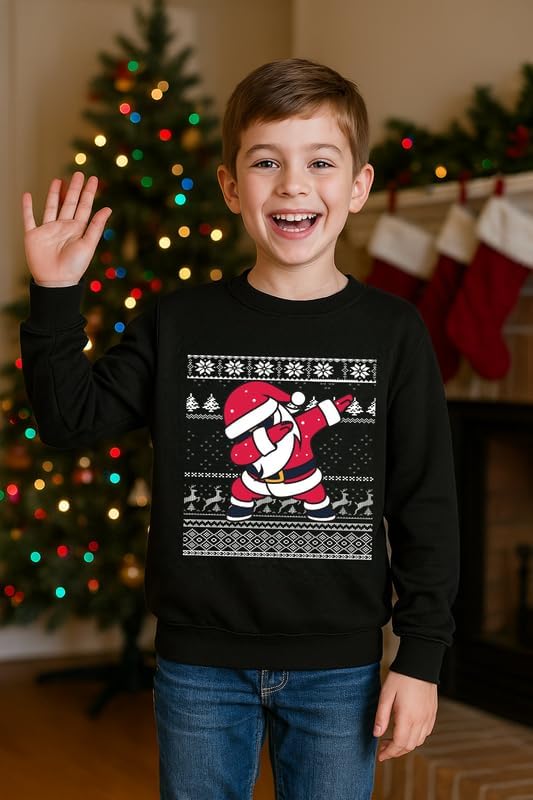 Unisex Kids Christmas Sweatshirt Ugly Santa Claus Long Sleeve Funny Shirt 5-14 Years