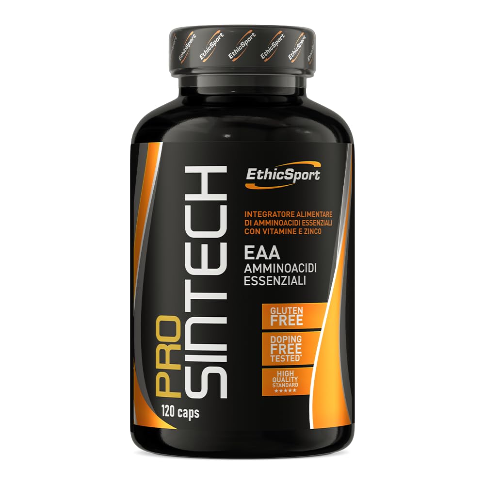EthicSport - Prosintech - Barattolo da 120 cps - Integratore Alimentare di Amminoacidi Essenziali (EAA) con Vitamine e Zinco, utile per massimizzare la sintesi proteica