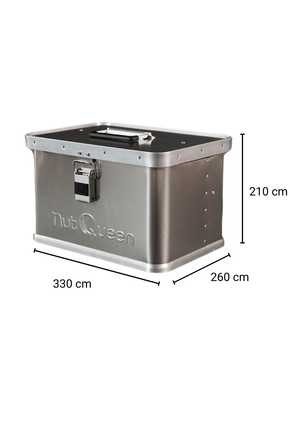 Vorratsset, 10 kg Macadamianüsse in Schale in einer luftdicht abschließenden Aluminiumbox, 1 luftdichte Aufbewahrungsdose aus Blech mit Bambusdeckel (leer)