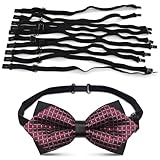 Bow Tie Adjustable Straps with Clips - 10Pcs Black Adjustable Elastic Band Men's Bow Tie Belt Elastic Straps with Clips- Black Bow Tie Strap with Clip on Neck Tie Bow Belt Clip Strap Ties for Boys Tie