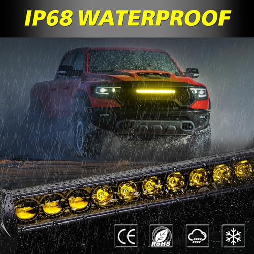 Image of 20 inch 105W Amber Single Row LED Light Bar w /Wiring Kit & Cover