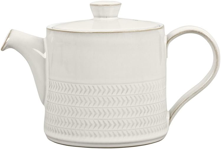 Denby Natural Canvas Textured Teapot, Ceramic, Cream, 22 x 12.5 x 14 cm