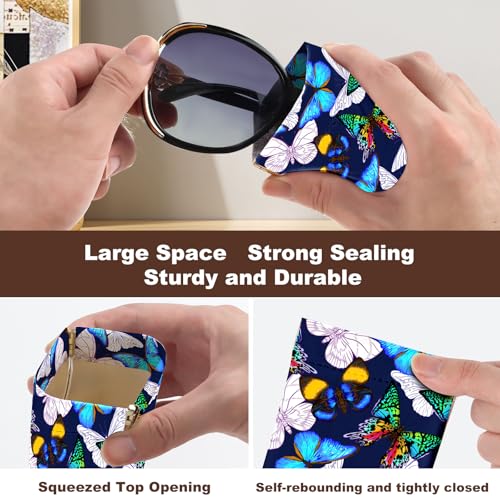 Image of Anikathy 2Pcs Sunglass Eyeglass Glasses Case Soft PU Leather with Cleaning Cloth Cute Glasses Pouch Bag for Men Women Girs