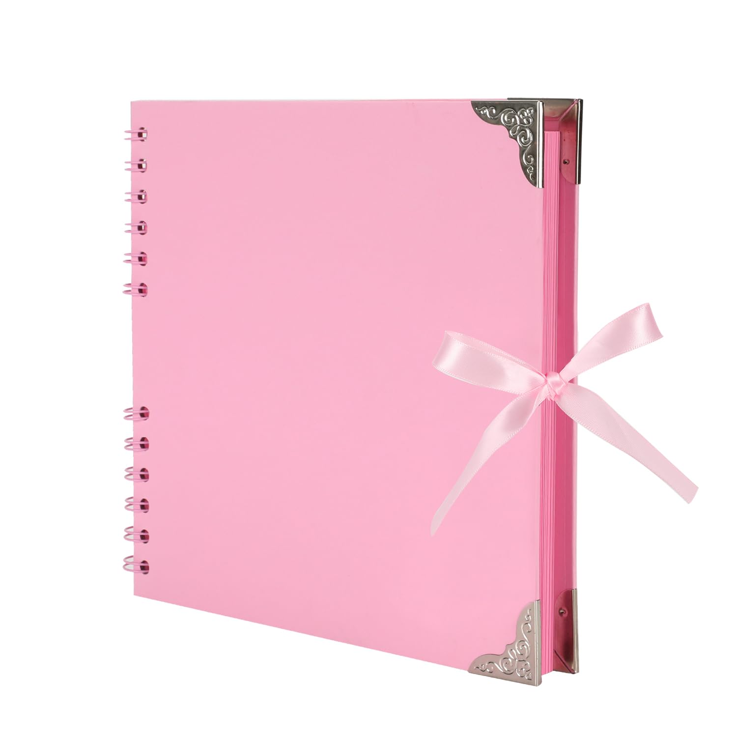 LOYAL BOOK Scrapbook (8 x 8 inch) Scrapbook Album 60 Pages Ideal for Your DIY Scrapbooking Albums Wedding and Anniversary Family Photo Album (pink)