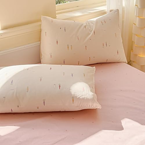 Miniatura 4 de LIWHENHAO Juego de funda de edredón, 100% algodón, estampado de dibujos animados lindo para niños (Zanahoria bebé, tamaño fullQueen (90x90 pulgadas))