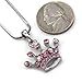 Soulbreezecollection Light Pink AB Princess Crown Tiara Pendant Necklace Pink Rhinestones Fashion Jewelry