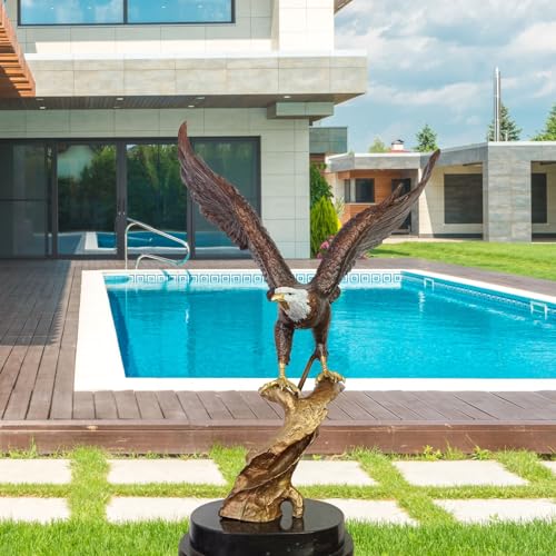 Estatua de águila calva de bronce de 27.5 pulg con base de mármol miniatura 5