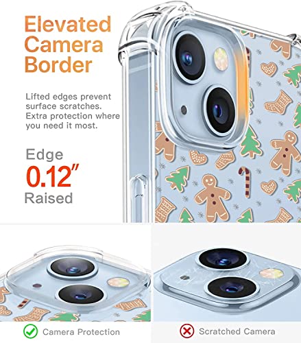 Caroki Christmas Clear Phone Case For Iphone 14, Gingerbread Man Pattern Case Cover Soft Tpu Protective Slim Shockproof Cover Boys Girls Phone Case For Iphone 14 6.1 Inch #TOP5