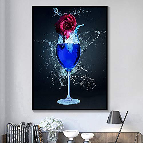 Peinture murale affiche vin verre pour une cuisine moderne et design