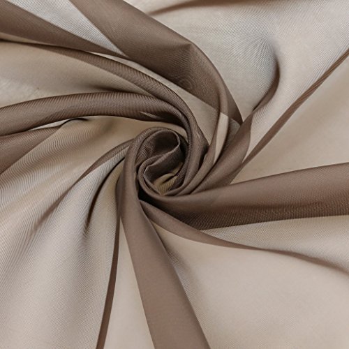 ESLIR Curtains with Tabs Window Curtain Transparent Tab-Top Voile Brown W x H 140 x 225 cm 1 Piece, W 55.1" x L 88.6" (1 Panels) - Image 4