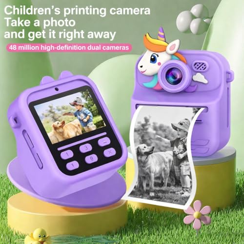 Image of Cason Instant Camera for Kids with Print,1080P HD Instant Photo Camera with Dual Cameras,2 Print Rolls,Fun Filters for Creativity for 5-15 Years Kids Supports Upto 32GB Memory (Purple)