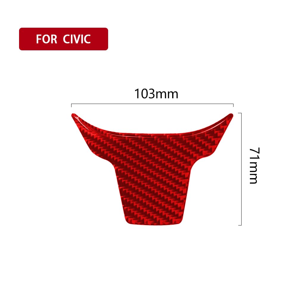 UOADA Car Steering Chin Panel Cover Trim Compatible with Honda Civic 2016-2021/ CRV 2017-2022 Interior Premium Real Carbon Fiber Sticker Red Decal.