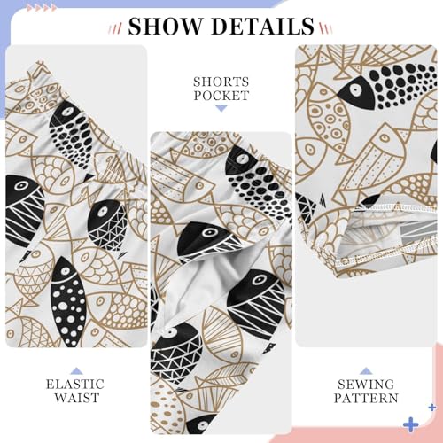 ZZXXB Gold and Black Fish Boys Long Pants Soft Trousers Elastic Waist Kids Lounge Bottoms with Pockets S-XL4