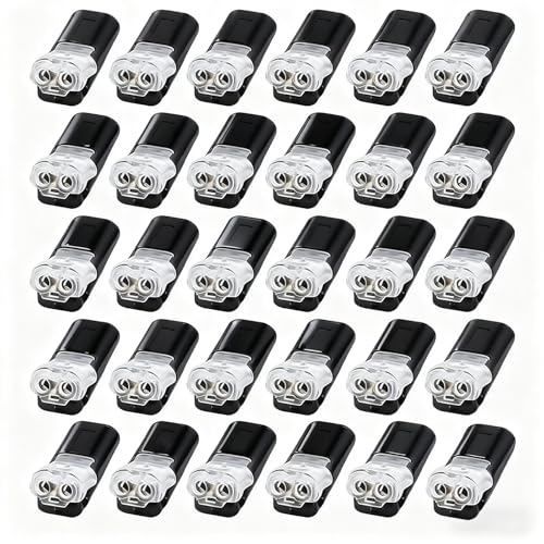 Cuixia 30Pcs Wire Connectors Push Fit, 2 Pin onnector Electrical Wire Connectors, D2 Type Led Quick Electric Connector for Wiring, Connector Wire Crimp Terminalfor Led Projects