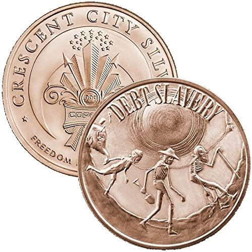 Moneda redonda de cobre puro .999 de 1 oz (esclavitud de la deuda)