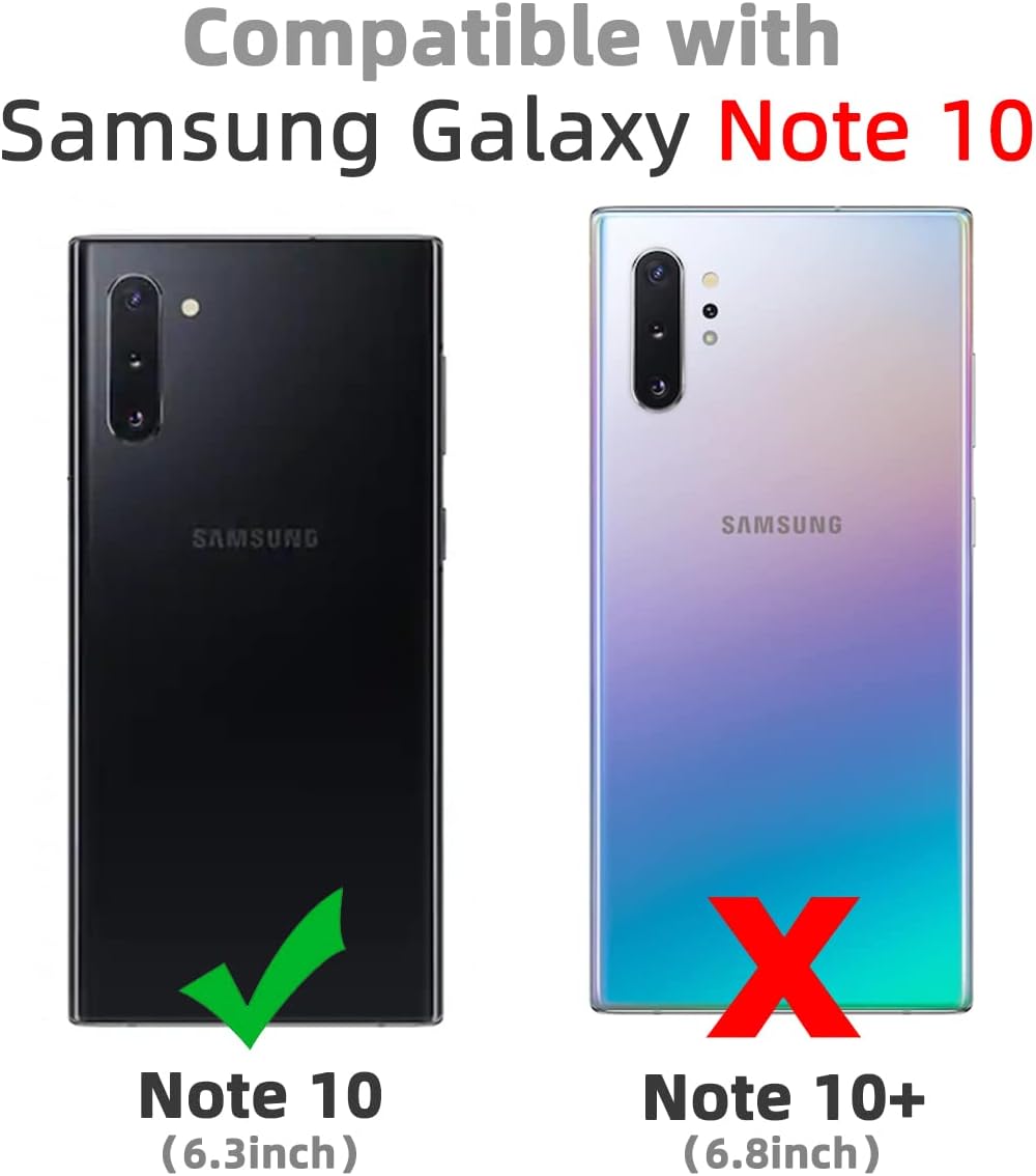 NKECXKJ Design for Samsung Galaxy Note 10 Wallet Case with Tempered Glass Screen Protector PU Leather Credit Card Holder Slot Phone Cases Kickstand Shockproof Protective Cover for Women 6.3" Purple - Image 2