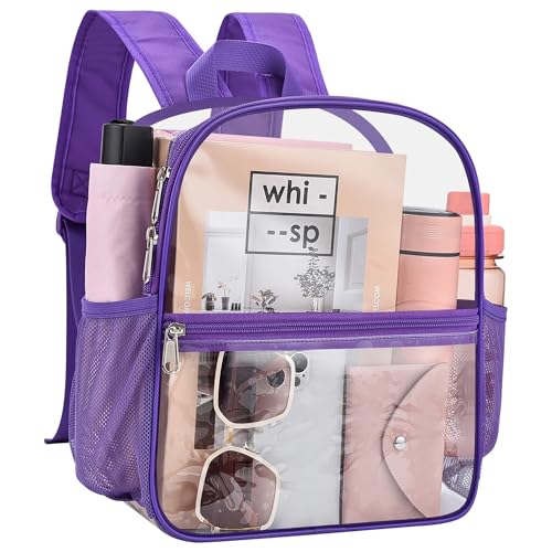 Image of Clear Backpack for Stadium Events, 12x12x6 Small Clear Plastic bag with Reinforced Straps for Game Security Festival Concert