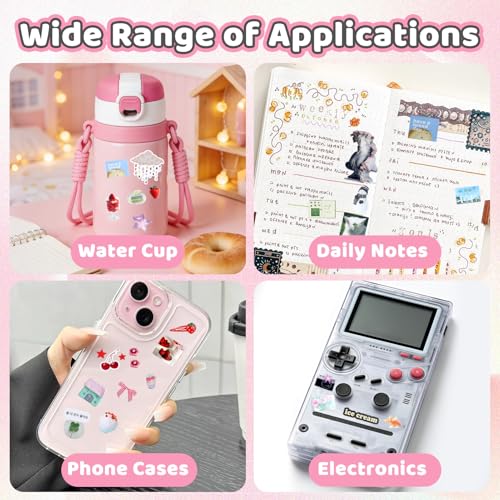 Image of 800Pcs Cute Scrapbook Stickers Travel Y2k Japanese Sticker Book for Adult Kawaii Korean Stickers for Journaling Laser Aesthetic Sticker Glitter Toploader Decor for DIY Card Art Crafts 30 Page Mailbox