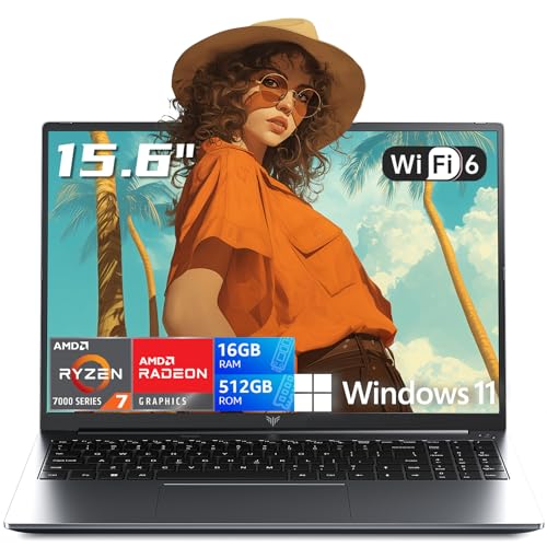 2026 AMD Gaming Laptop with AMD Ryzen 7 5700U Processor(8C/16T, Up to 4.3GHz), 15.6“ FHD Display Laptop Computer with Backlit Keyboard, 16GB RAM 512GB SSD, WiFi 6, HDMI, USB3.2, Type-C, 55Wh Battery