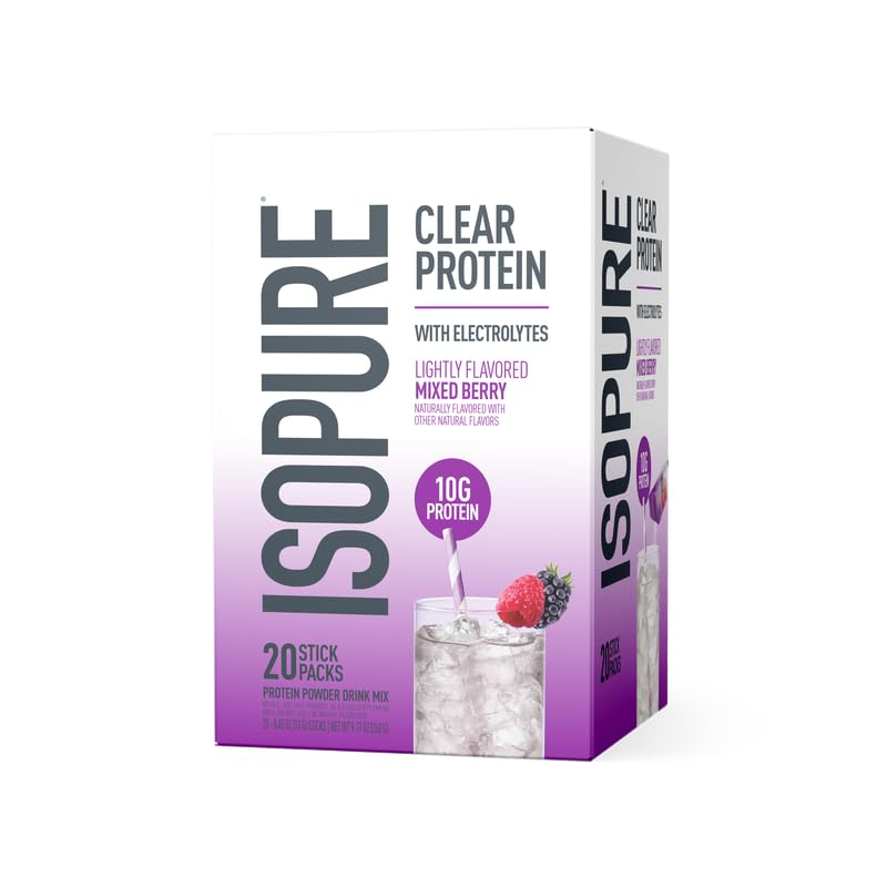 Image of Isopure Clear Protein Stick, Mixed Berry, 20 Count, 9.17 Ounce (Pack of 6)