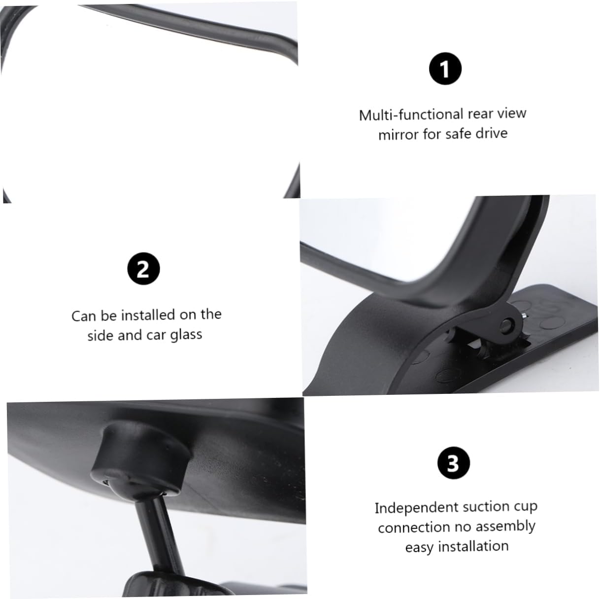 3pcs Adjustable Cup Rearview Mirror for Safe Driving Multi-functional Backseat Monitor Easy Installation Fit for Cars and Suvs
