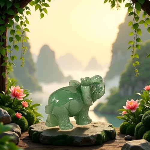 Estatua de Elefante Verde de Piedra de Jade miniatura 4